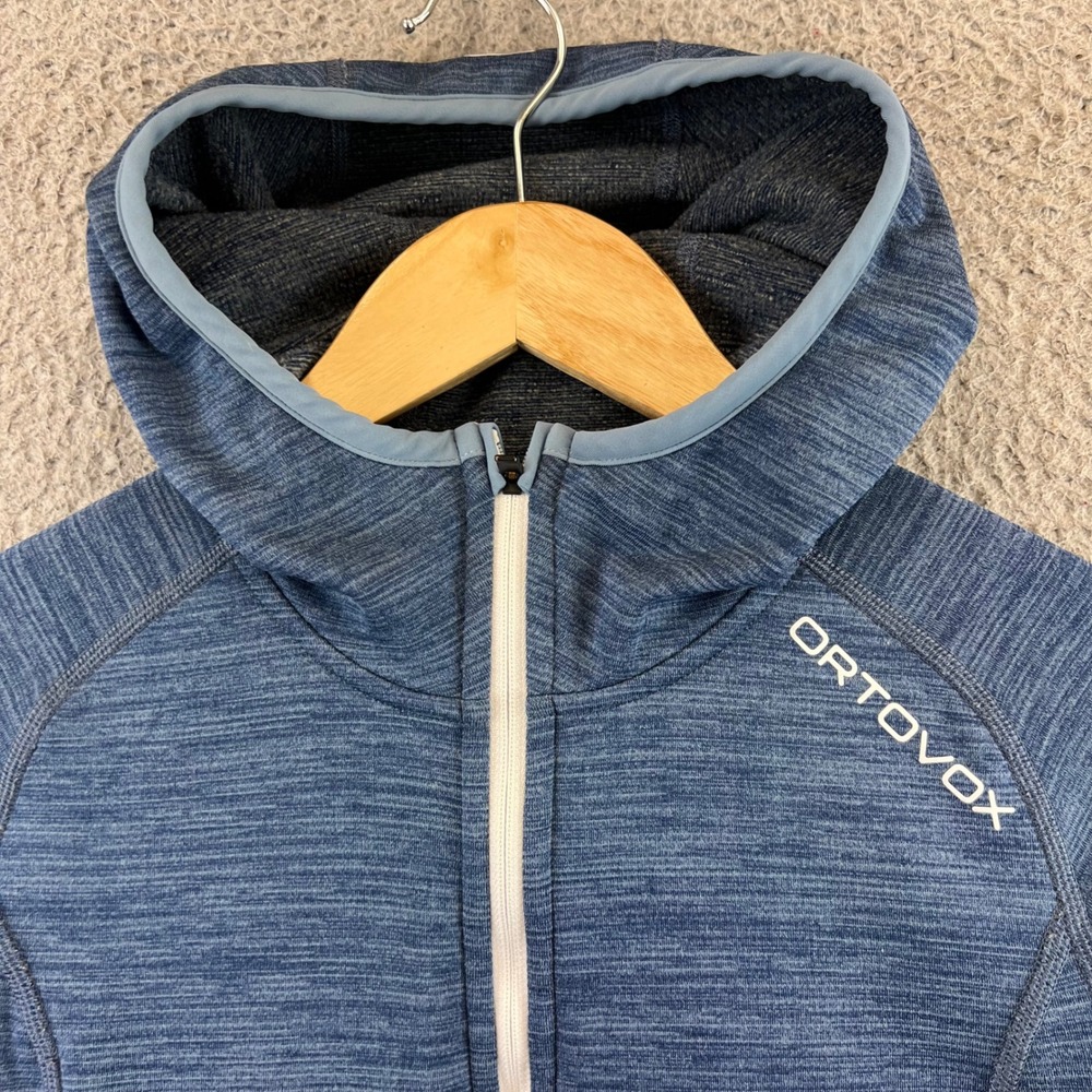 ORTOVOX Fleece Hooded Full Zip Jacket Blue Heathered Women's Small Outdoor - Picture 3 of 11